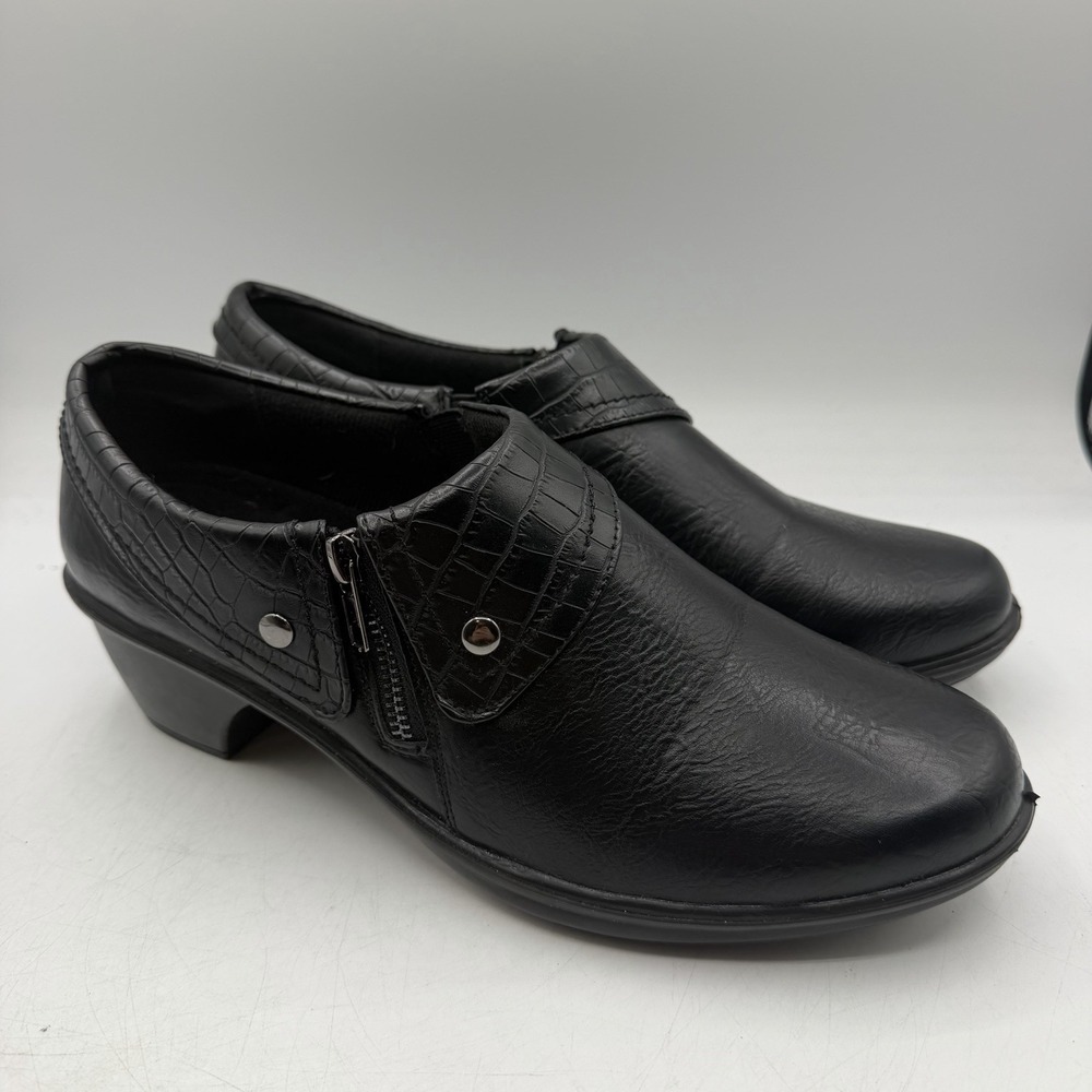 Easy Street Darcy Shooties Booties Womens Sz‎ 11 M Black Side Zip Shoes Clogs